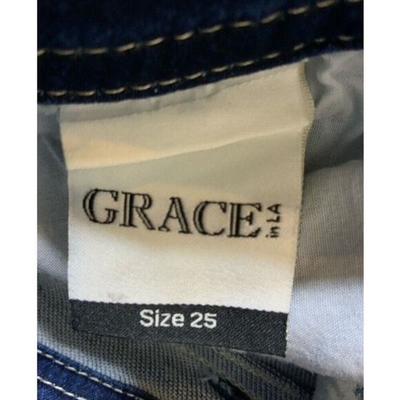 Grace In LA Skinny Women's Jeans Size 25 Embroidered Distressed Patched Denim - Picture 10 of 12
